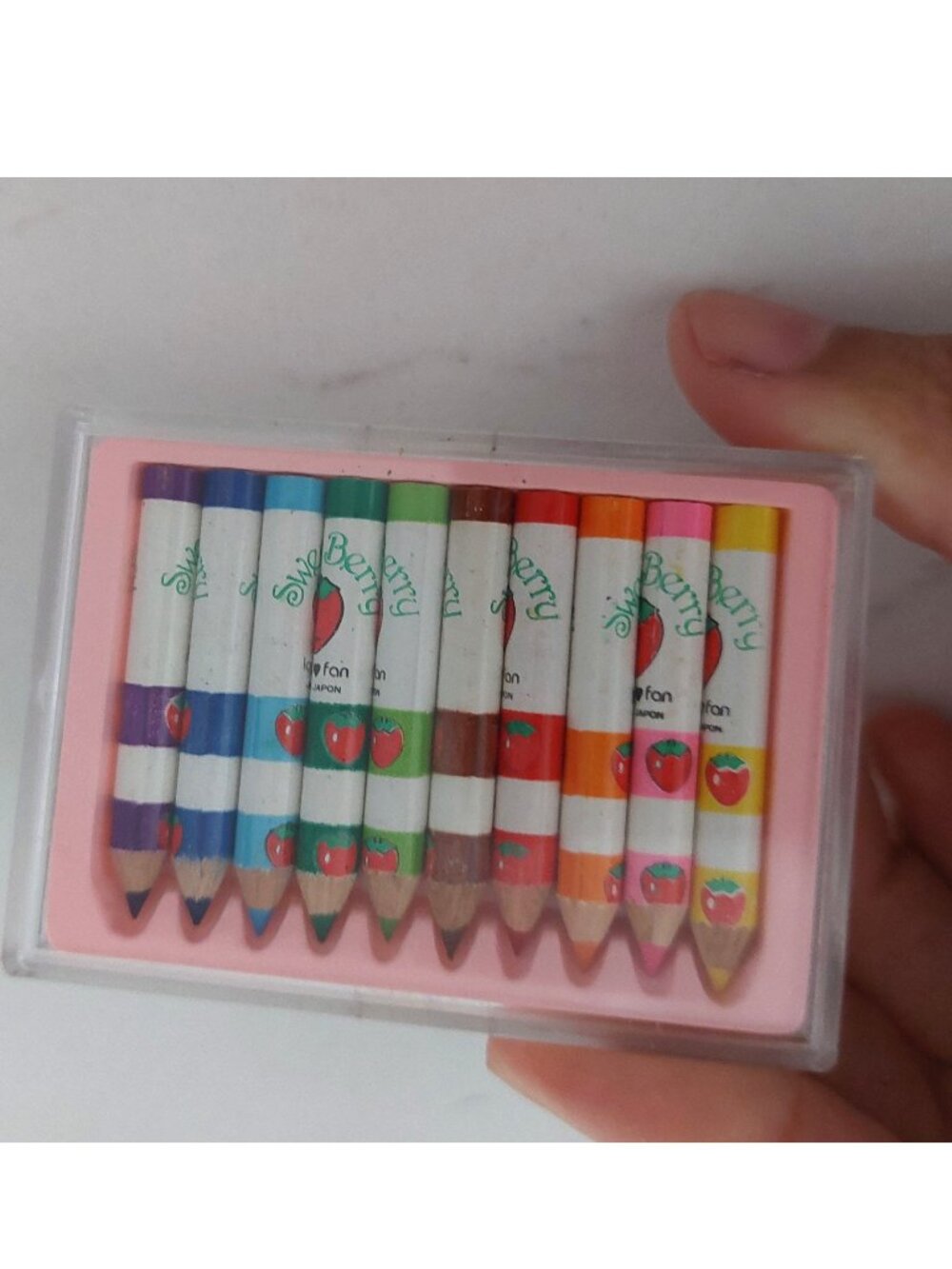 NEW Vintage 80s Sweet Berry Perfumed Mini Pencils Lovely Fan Japan Sealed Case